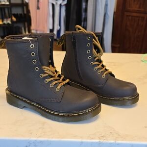 Dr. Martens Black Combat Boots with Tan Laces
